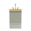 Meuble-lavabo rayé de 20 po, lavabo intégré en or brossé, conception autoportante, norme E1, surface douce au toucher, meuble-lavabo de tiroir avec vasque en métal de style moderne, lavabo une pièce, particules