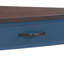 Table basse d'angle compacte à 3 niveaux avec pieds en bois massif, bleu marine / espresso pour les petits espaces