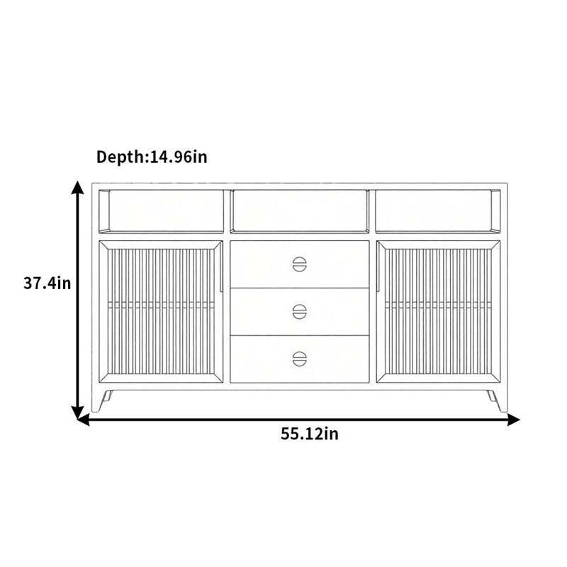 Buffet classique et simple, 37.4" H x 55.12" W x 14.96" D