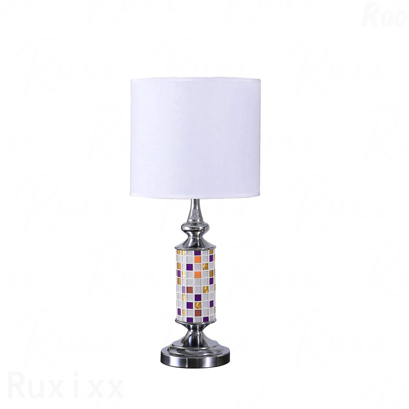 Lampe de table - Finition chromée 24 po, décor de mosaïque en verre bohémien, style moderne