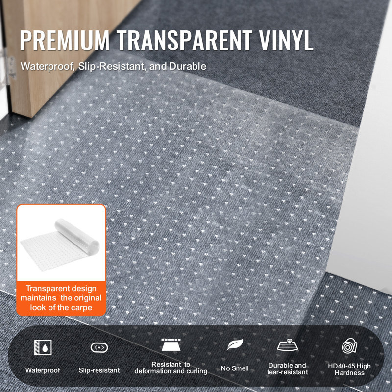 Protecteur de tapis pour animaux de compagnie, protecteur de tapis anti-rayures en PVC pour porte 24 po x 6 pi, tapis de protection anti-rayures pour chat, butoir anti-rayures en plastique facile à couper, tapis anti-rayures pour chat
