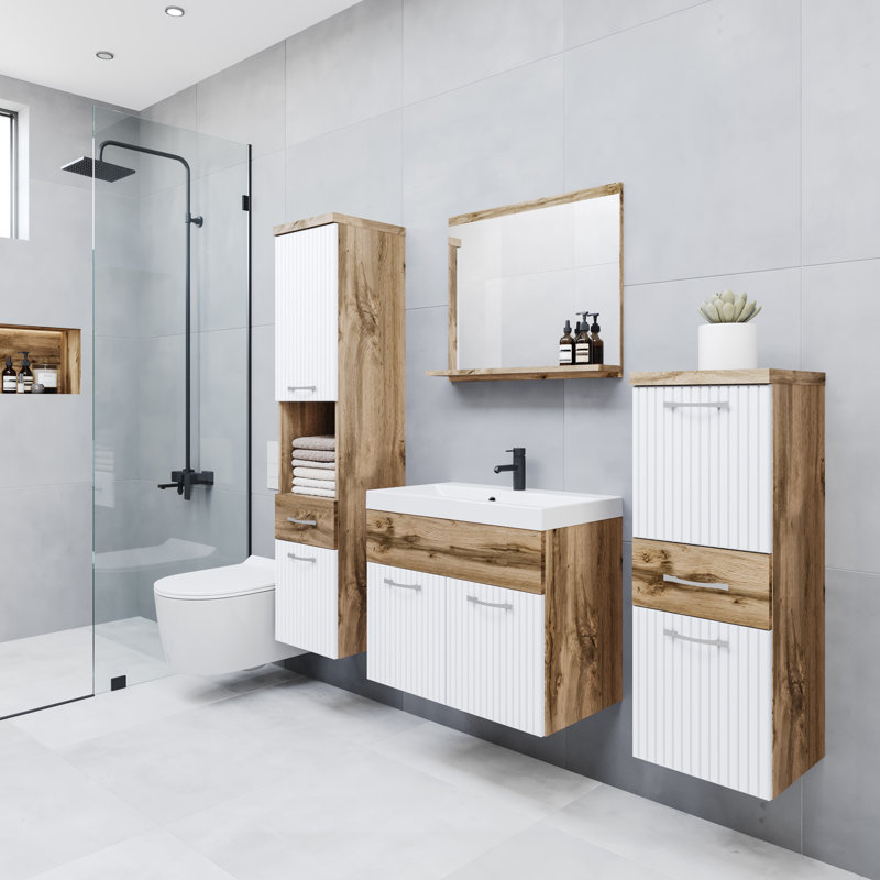 Bathroom Suite, Brown/White