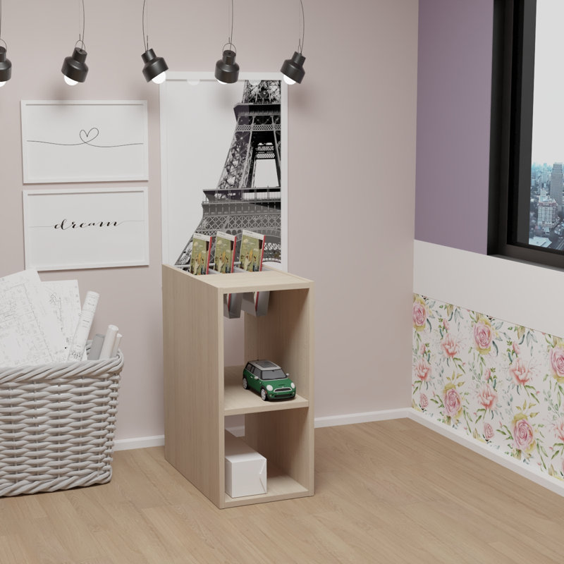 Brookley 74 cm H x 60 cm W Cube Bookcase, White Oak