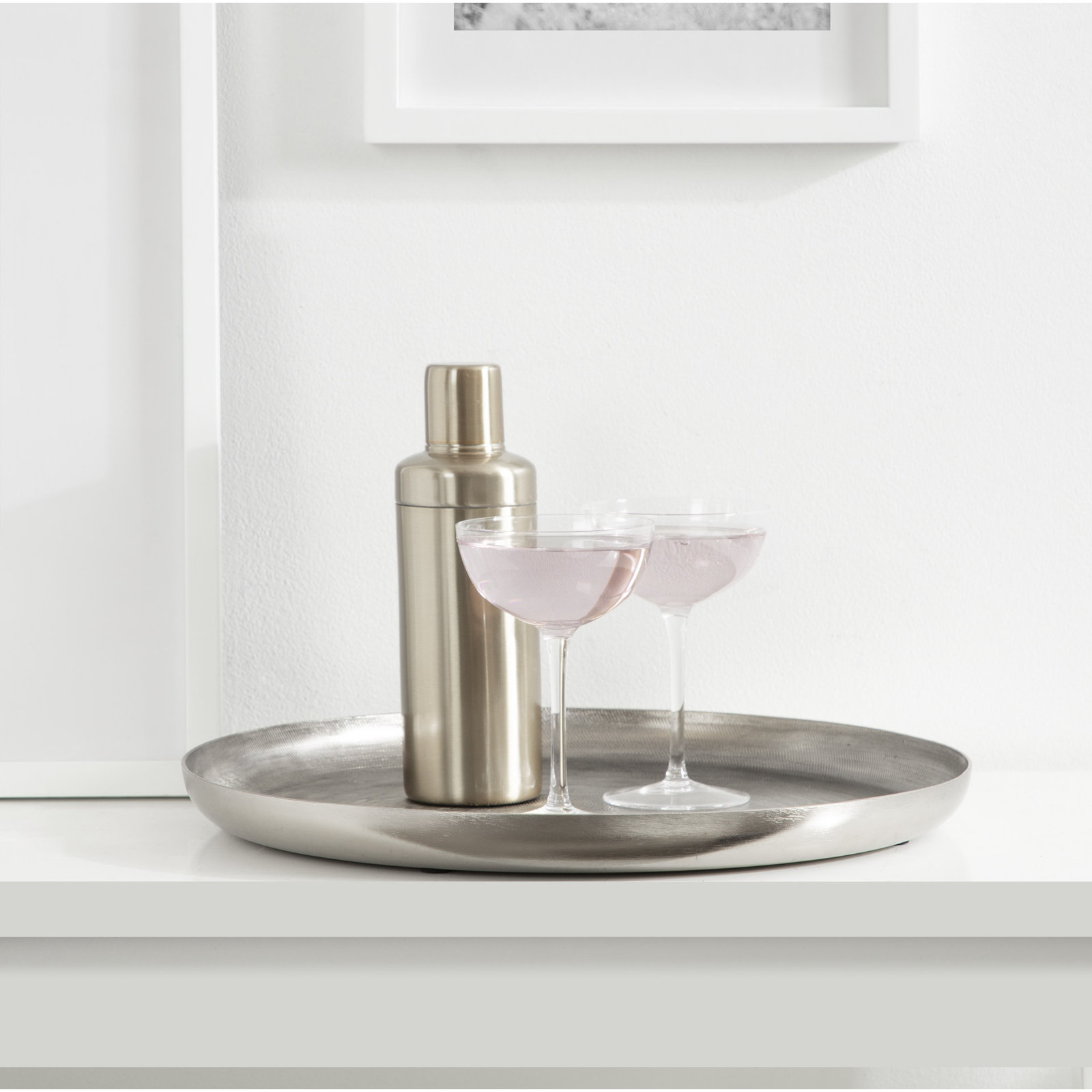 Hensley Decorative Tray, Silver, 1.3" H x 16.1" W x 16.1" D