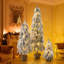 Ensemble de 3 arbres de Noël artificiels 3 pi / 4,5 pi / 6 pi avec 235 lumières à DEL blanc chaud et multicolores pré-éclairées, 11 modes, base de pot rustique en toile de jute pour décoration de maison de vacances