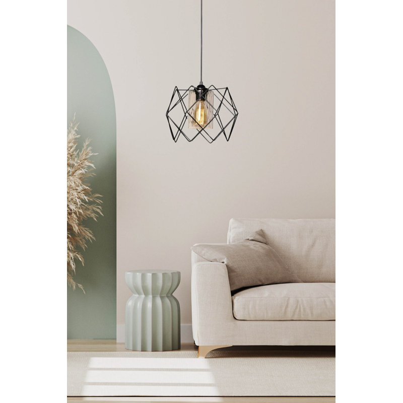 Elegant Black Chandelier, Metal Body, 30.9 x 6.3 inches | Cap Diameter: 9.3 inches, Height: 16.0 inches | Socket Type: 1 x E27 Max 40W | Perfect for Living Room, Dining Room, and Entryway | IP20 Rated, Bulb Not Included