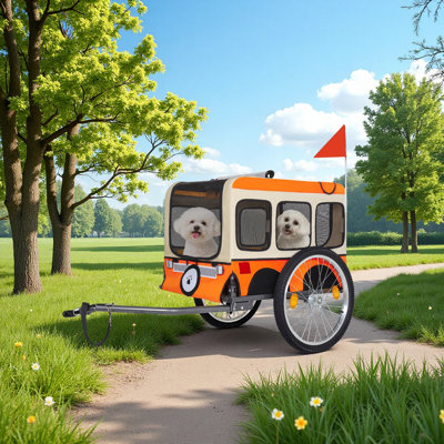 Large Folding Bike Trailer For Dogs - 20×2 1/8 Inches Wheels, Heavy-Duty Steel Frame, Spacious Design, All-Terrain Cycling, Camping Adventure