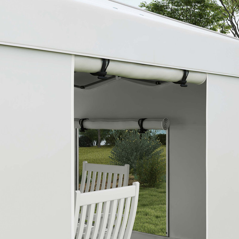 White Steel Pop-Up Canopy Tent with Sidewalls and Mesh Windows