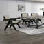 Chaises de salle à manger contemporaines de couleur noire avec accoudoirs rembourrés en tissu gris clair 2 pièces