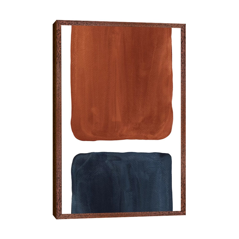 Navy Blue And Terracotta Geometric by Whales Way - Print on Canvas, 152.4cm H x 101.6cm W x 3.81cm D