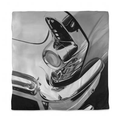 Beautiful Chrome Car Duvet Cover | White Transportation Decor
