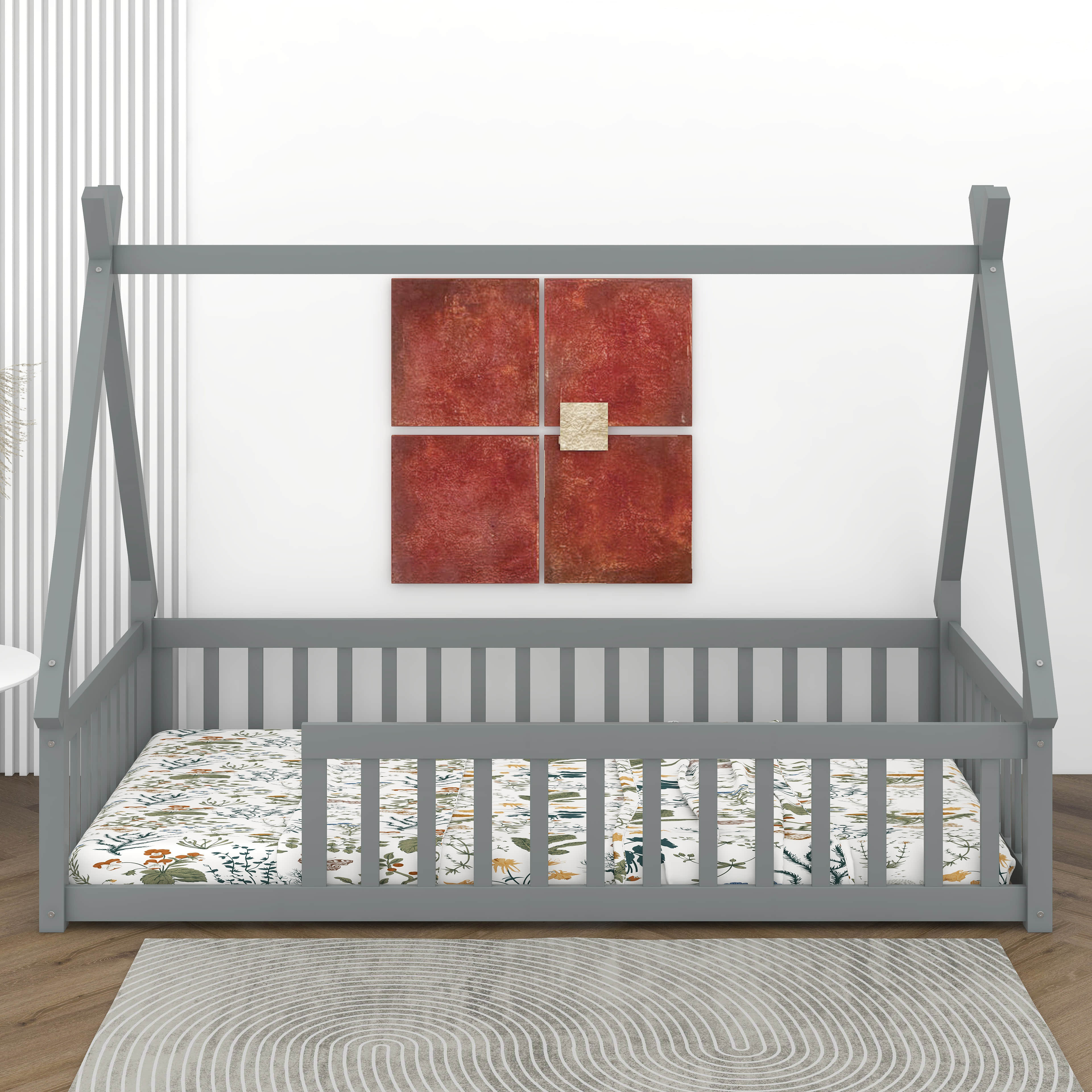 Harper Orchard Floor Bed For Kids, Twin Size Teepee Tent Beds ...