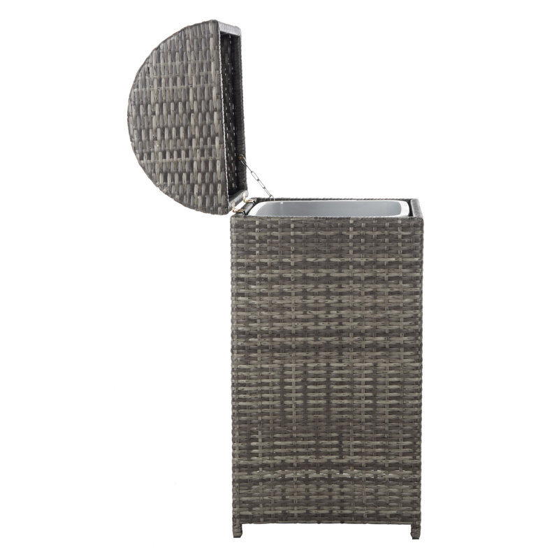 Toby Wicker Swing Top Outdoor Trash/Recycling Bins - 25 Gallons, Grey Brown