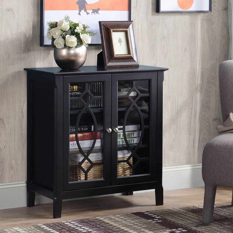 Buffet polyvalent à double porte en verre pour une organisation élégante, Espresso
