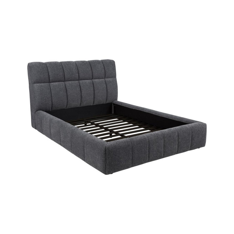 Lit plateforme tapissier Trystan, Gris, Queen