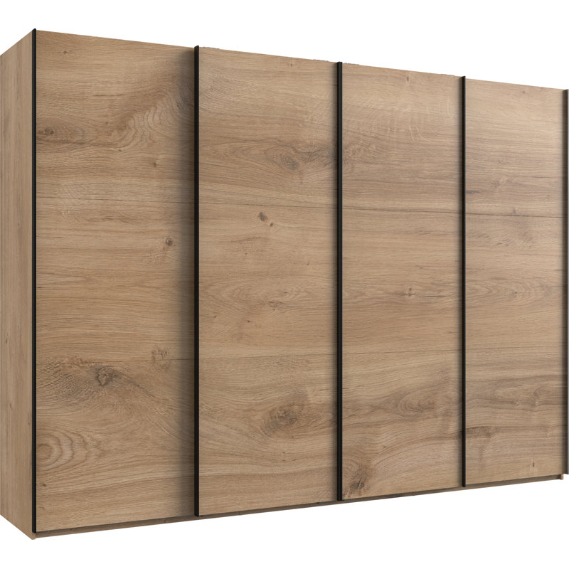 Guardino 4 Door Wardrobe, 216cm H x 300cm W x 65cm D, Plank Oak