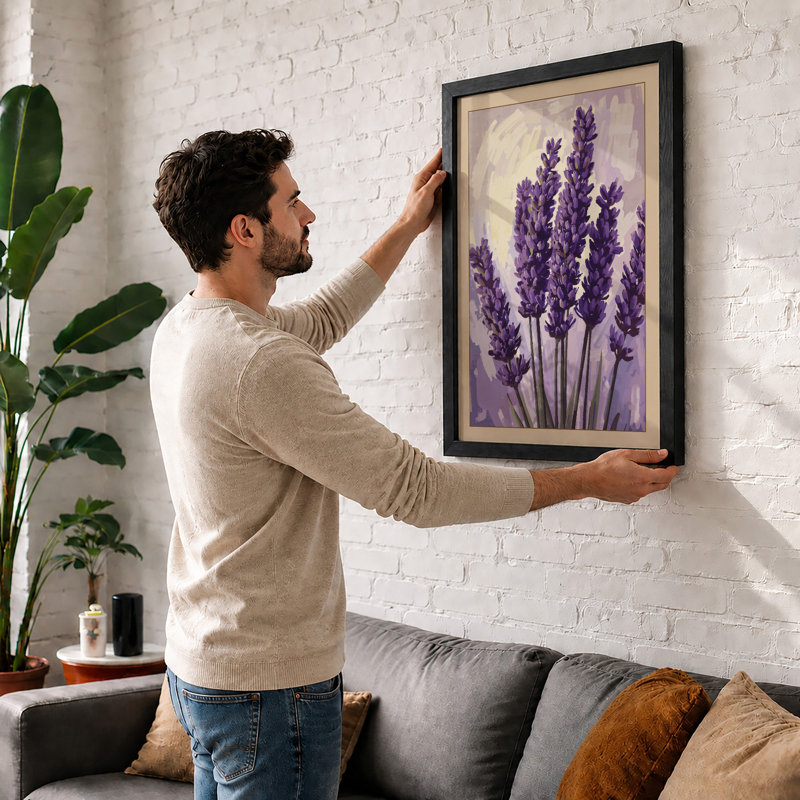 Lavender Dreams Botanical - Framed Print, A3 - 42.0 x 29.7 cm, Black