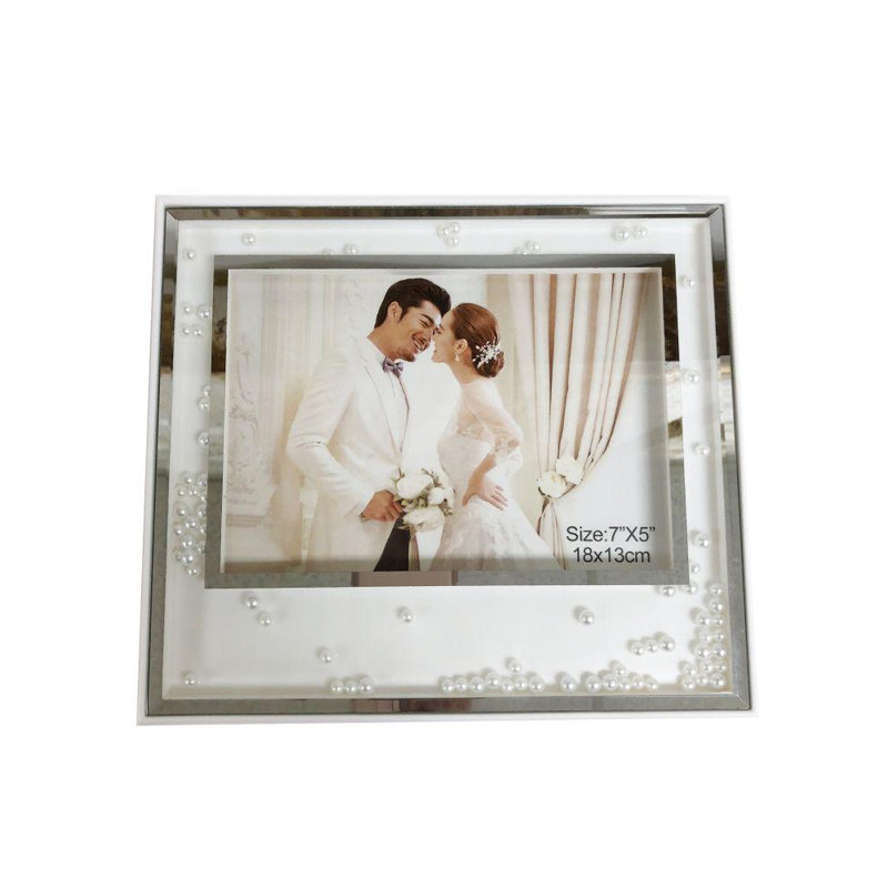 Cadre photo perle Wetherby, Blanc / Bleu, 5 po x 7 po