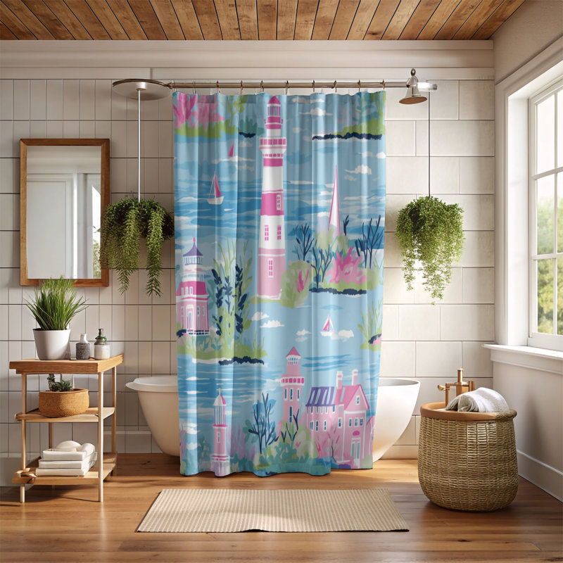 Rideau de douche standard 1 pièce Coastal Tower, H 74 po x l 71 po