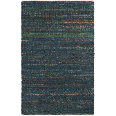 Tapis uni / rayé bleu océan Durah