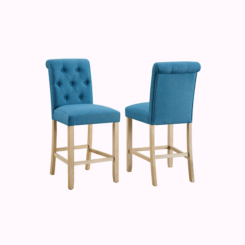 Tabouret de comptoir Caprisha, Bleu, 45", Naturel