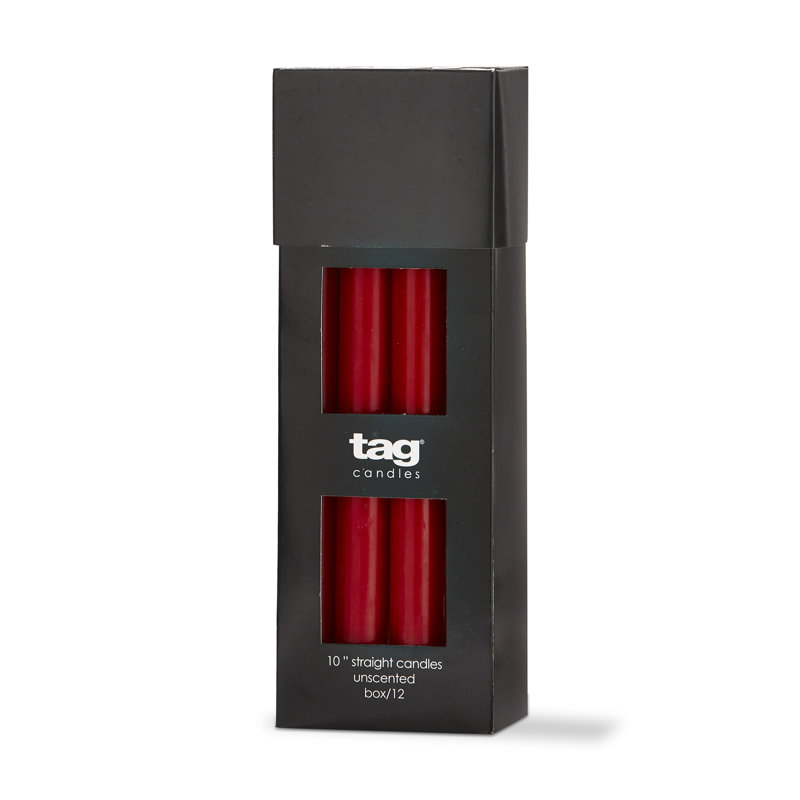 Bougie droite 10 po Color Studio - rose, H 10 po x l 0,83 po x P 0,825 po, Red