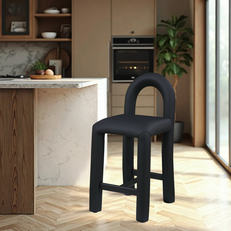 Amari Stool, Vegan Leather, Black