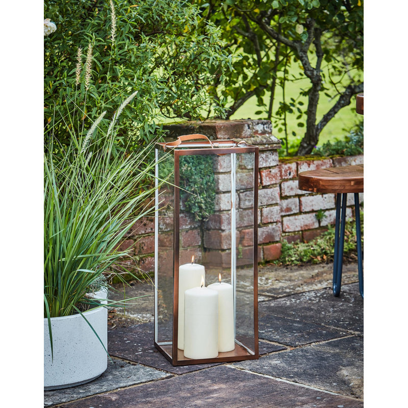 Metal Floor Lantern, 40cm H x 18cm W x 18cm D