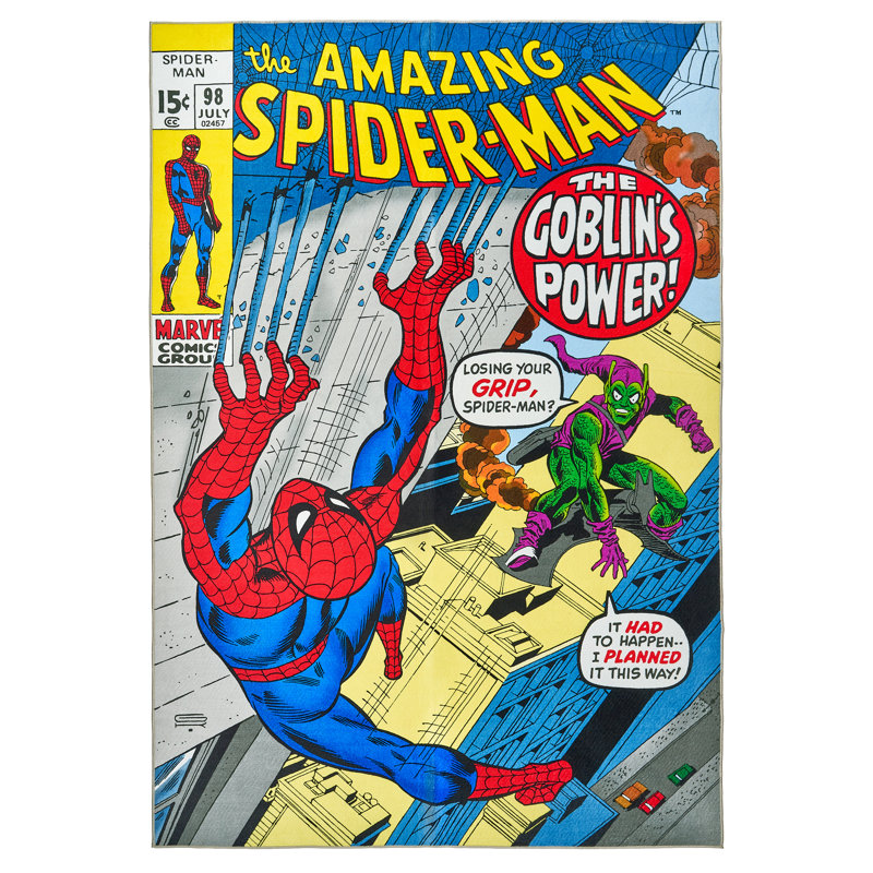 Licensed Marvel Spiderman Modern Character Printed Flannel Non-Slip Washable Indoor Kids Area Rug, Spider Power, 54"x78"