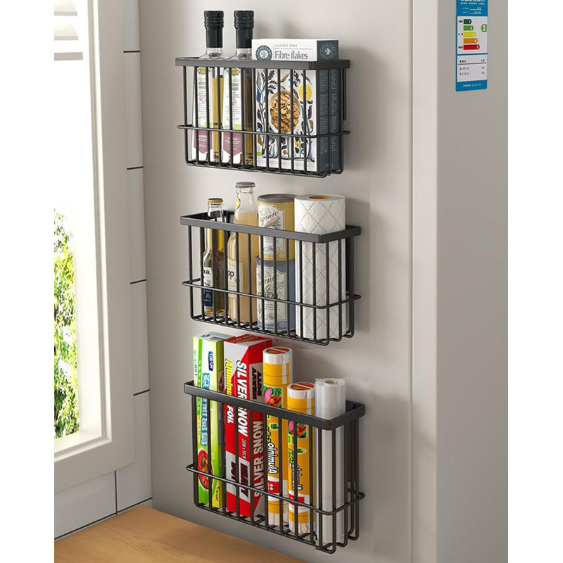 Ensemble de 3 boîtes de rangement pour porte d'armoire de cuisine - noir