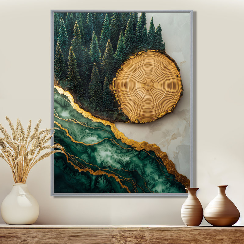 «Getuta Bold Forest Landscape Path Of The Emerald River II», art sur toile, forêt, H 40 po x l 30 po, Argent argent