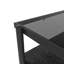 Table basse rectangulaire avec plateau en verre trempé gris et pieds noirs, table de salon moderne, table-1001494002