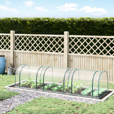Serre portative de 3,5 m (L) x 1 m (l) x 0,75 m (H), avec ouvertures zippées, structure robuste en acier et pellicule plastique pour le jardinage, mini-portes de 3,35 m x 0,90 m, entièrement en tissu.