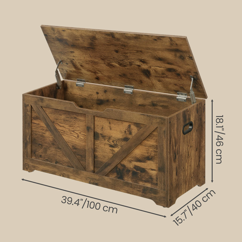 Deziree Storage Bench, Rustic Brown, 46cm H x 100cm W x 40cm D