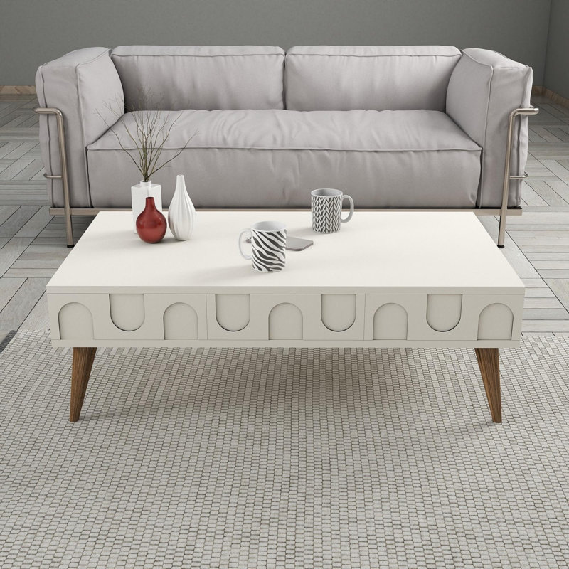 Table basse, Crème, Noyer