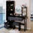Full Body Mirror Cabinet + Round Mirror LED Vanity Table + Cushioned Stool, With 2 AC + 2 USB Power Station,17" Diameter LED Mirror, Touch Control, 3-Color, Brightness Adjustable, Large Desktop, Makeup Vanity-84731081