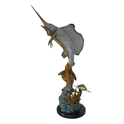 Statue de voilier avec tortue Alfreda - taille: L 12 po x l 18 po x H 31 po