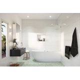 Aurora 34 in. x 58.25 in. Frameless Fluted Radius Single Fixed Bath Panel
