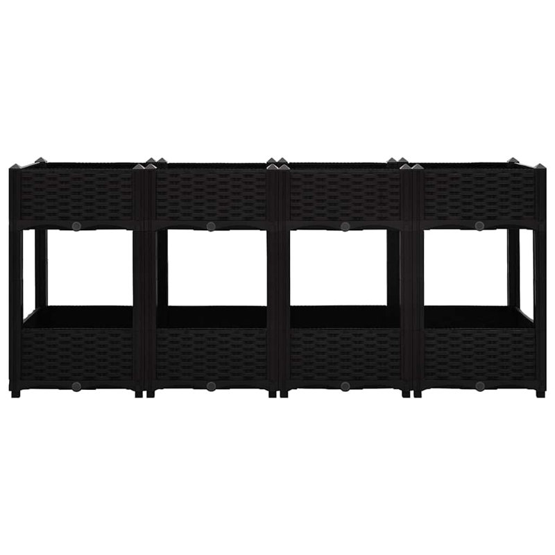 Tathan Raised Planter Box with Rattan, 27.7" H x 63" W x 15.7" D, Without Wheels, Black