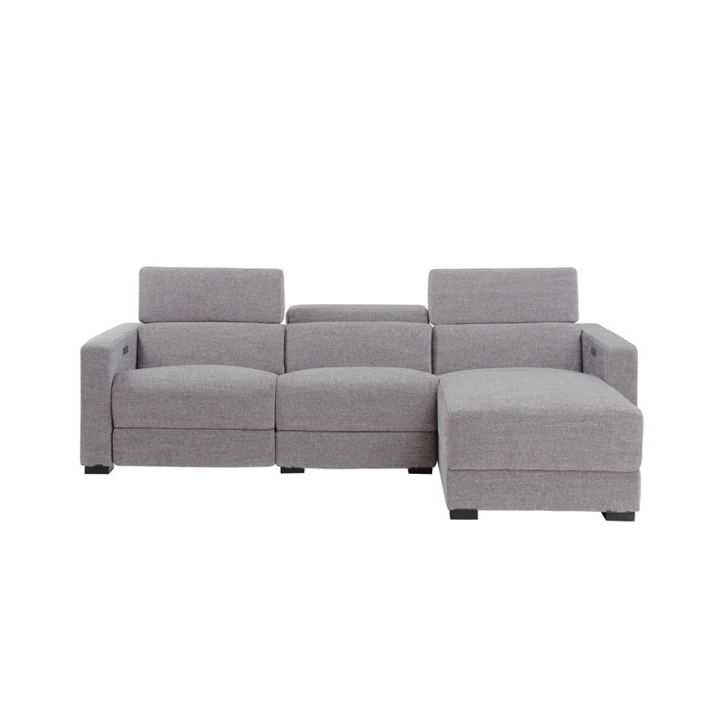 Ammer Upholstered Reclining L-Shaped Sectional Right Hand Facing, Light Gray