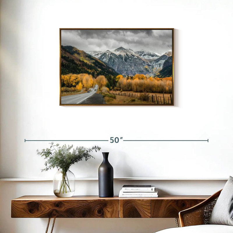 Route d'automne à Telluride, Cadre flottant doré, 31 po x 21 po