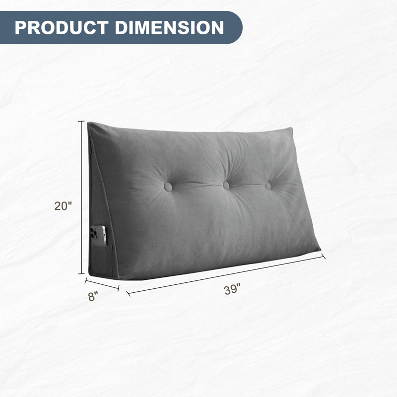 Triangle Headboard Pillow Wedge Backrest Cushion For Bed Headboard Gap, 20" H x 39" W