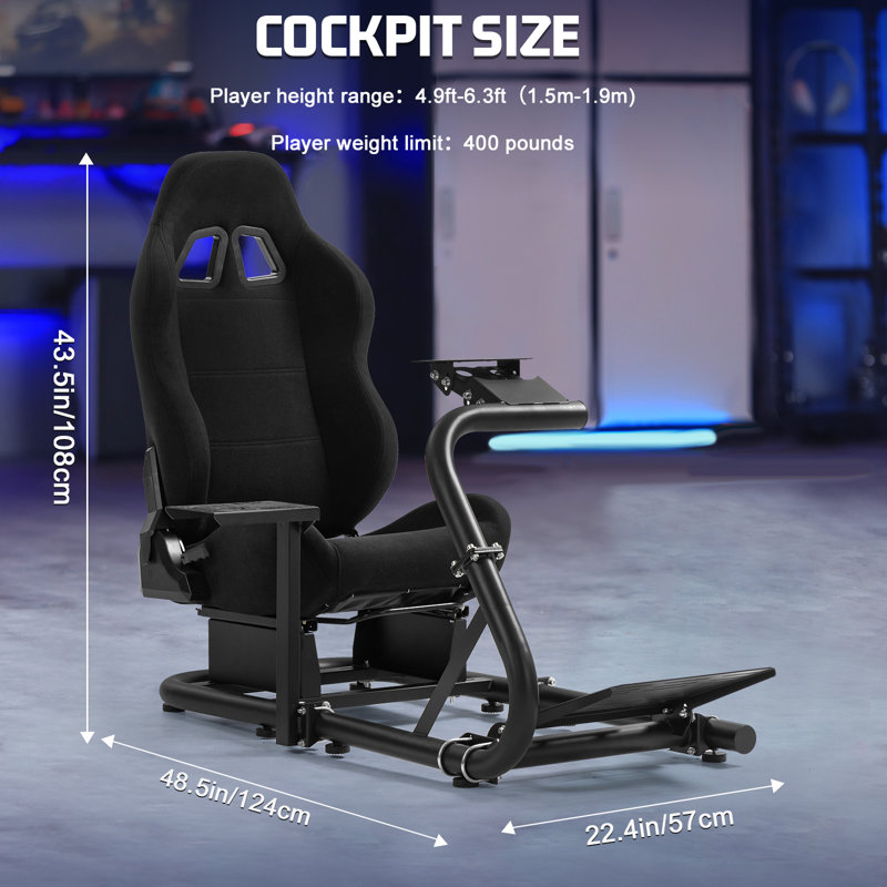 Inbox Zero Adjustable PC & Racing Game Chair in Black