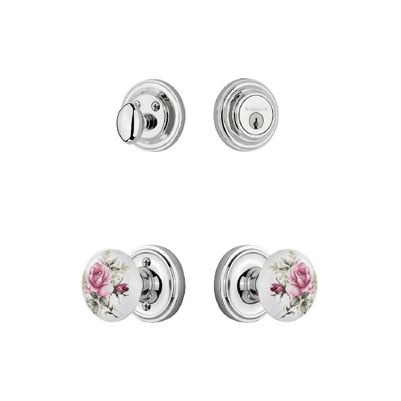 Ensemble d'entrée avec rosette Nostalgic Warehouse Classic, Chrome brillant, 2.75