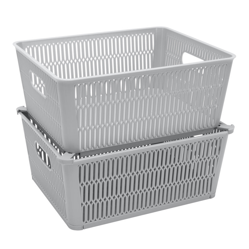 Ensemble de bacs en plastique Slide, Gris, H 4,49 po x l 6,5 po x P 11,38 po