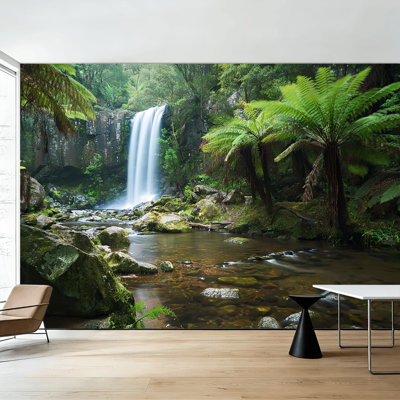 Peler et coller le papier peint adhésif, chutes de la forêt tropicale, Hopetoun Falls, Grand Otway, Victoria, Australie, art mural auto-adhésif et amovible