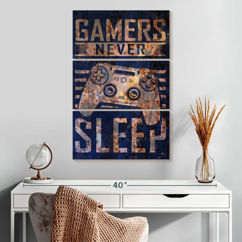 Senne Gamers Never Sleep Typography, 32" H x 20" W