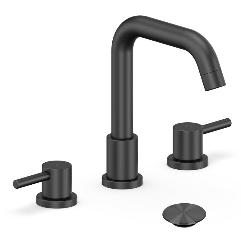 Robinets 8 "en nickel brossé pour évier 3 trous, avec bonde escamotable et tuyau d'alimentation sans plomb cUPC, Noir mat