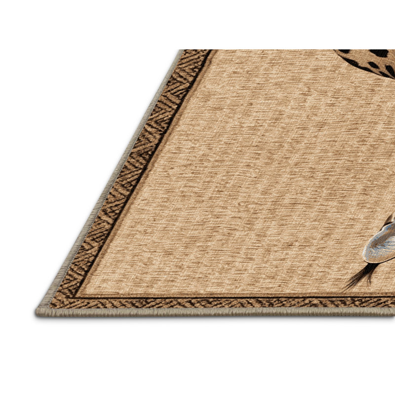 Washable Serval Wildlife Area Rug, Round 3'