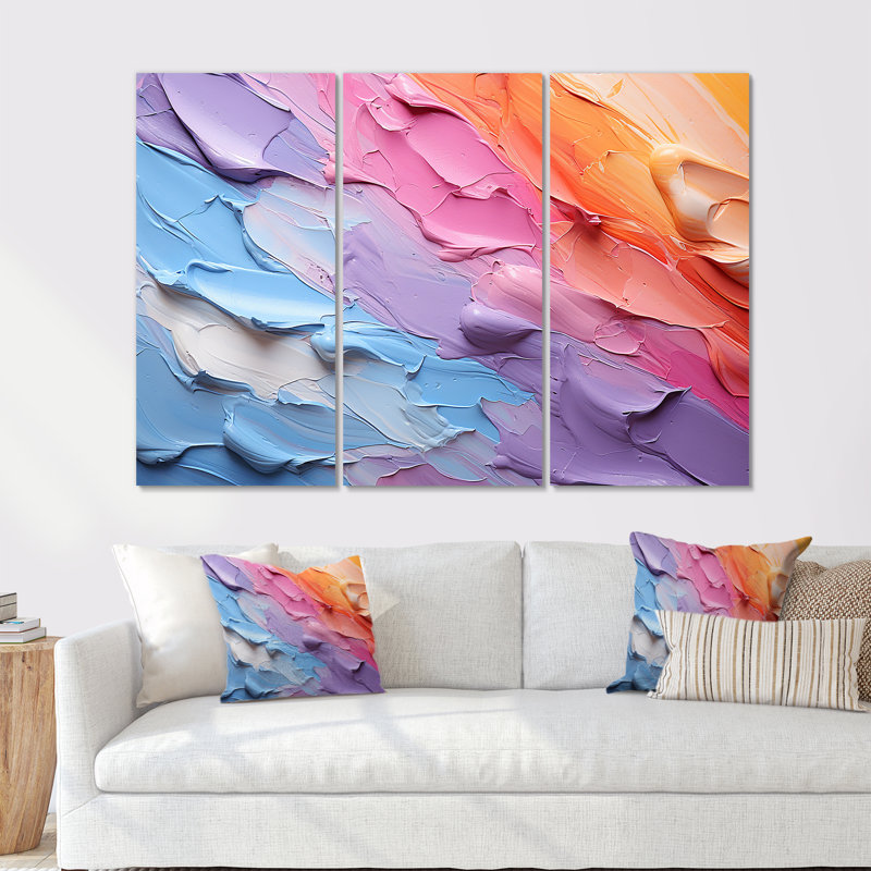 «Rainbow Hue Harmony» - ensemble d'art mural arc-en-ciel, Toile tendue, H 32 po x l 48 po x P 1 po